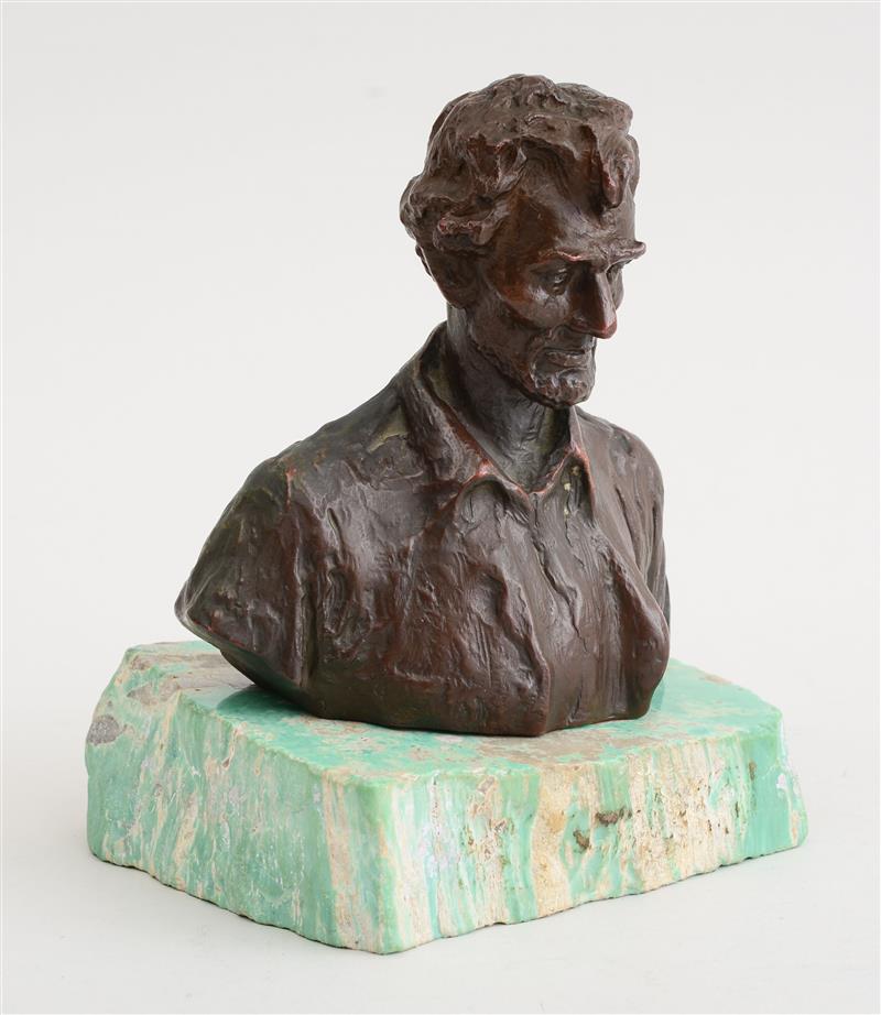 Appraisal: BRONZE BUST OF ABRAHAM LINCOLN Indistinctly inscribed 'Cast by Newark