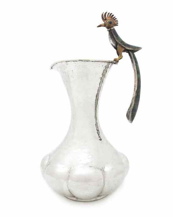 Appraisal: A Mexican Silverplate Pitcher Emilia Castillo of elongated form the