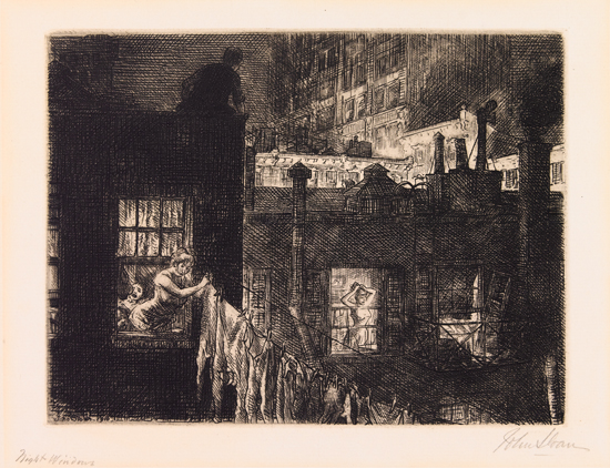 Appraisal: JOHN SLOAN Night Windows Etching x mm x inches wide