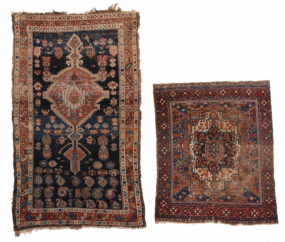 Appraisal: Two Antique Tribal Rugs early th century central medallion with