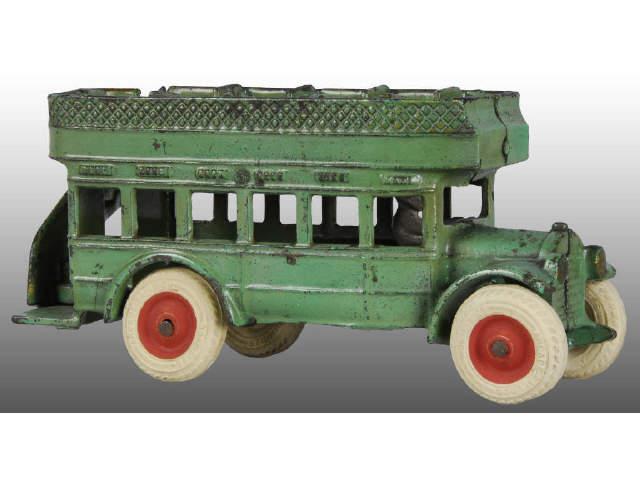 Appraisal: Cast Iron Arcade Double Decker Bus Toy Description Decal under