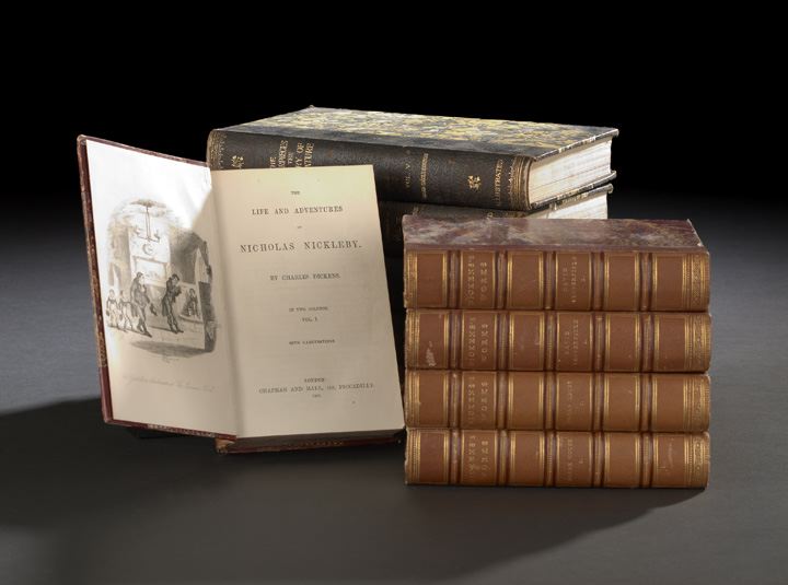 Appraisal: Collection of Ten Leather-Bound Books comprised of a five-volume set