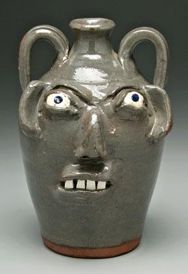 Appraisal: B B Craig stoneware face jug two handles broken china