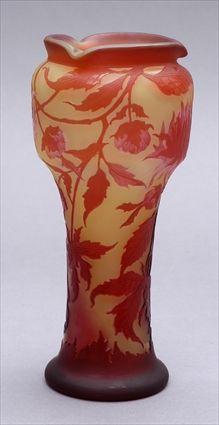 Appraisal: GALL CAMEO-CUT GLASS VASE The swelling bowl with signature and