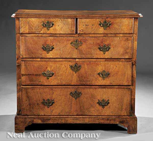 Appraisal: An Antique Georgian Inlaid Walnut Chest of Drawers molded top