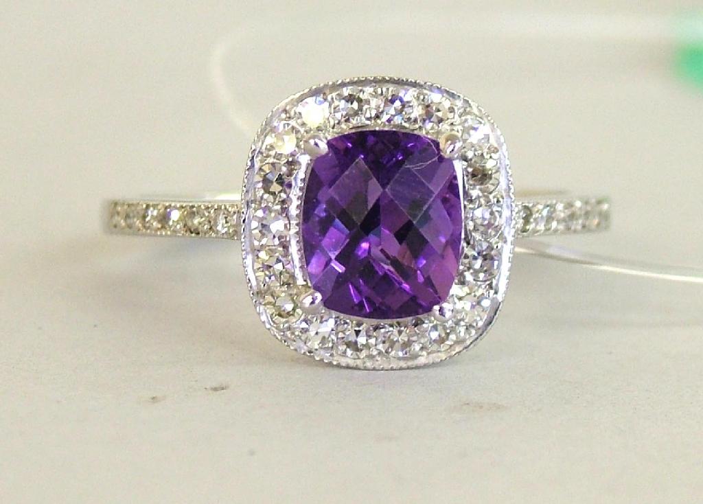 Appraisal: ct white gold amethyst and diamond set ring