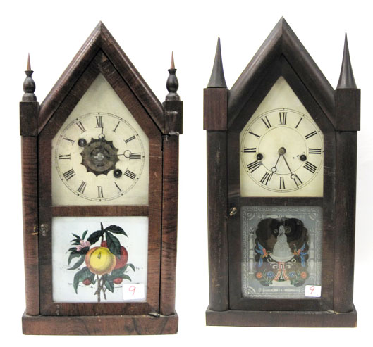 Appraisal: TWO AMERICAN STEEPLE CLOCKS H by Jerome Co H by