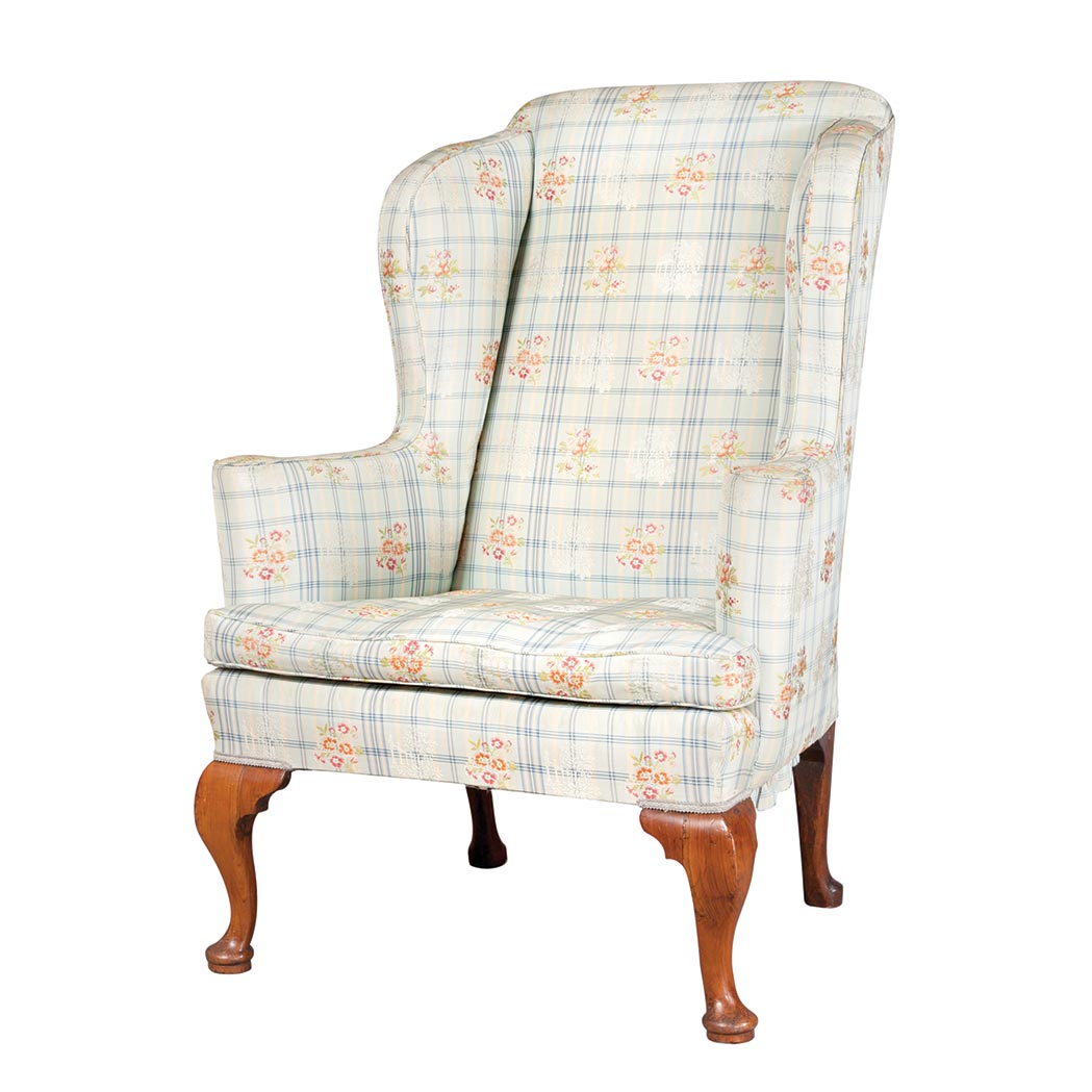 Appraisal: George I Walnut Wing Chair th Century The enclosed padded