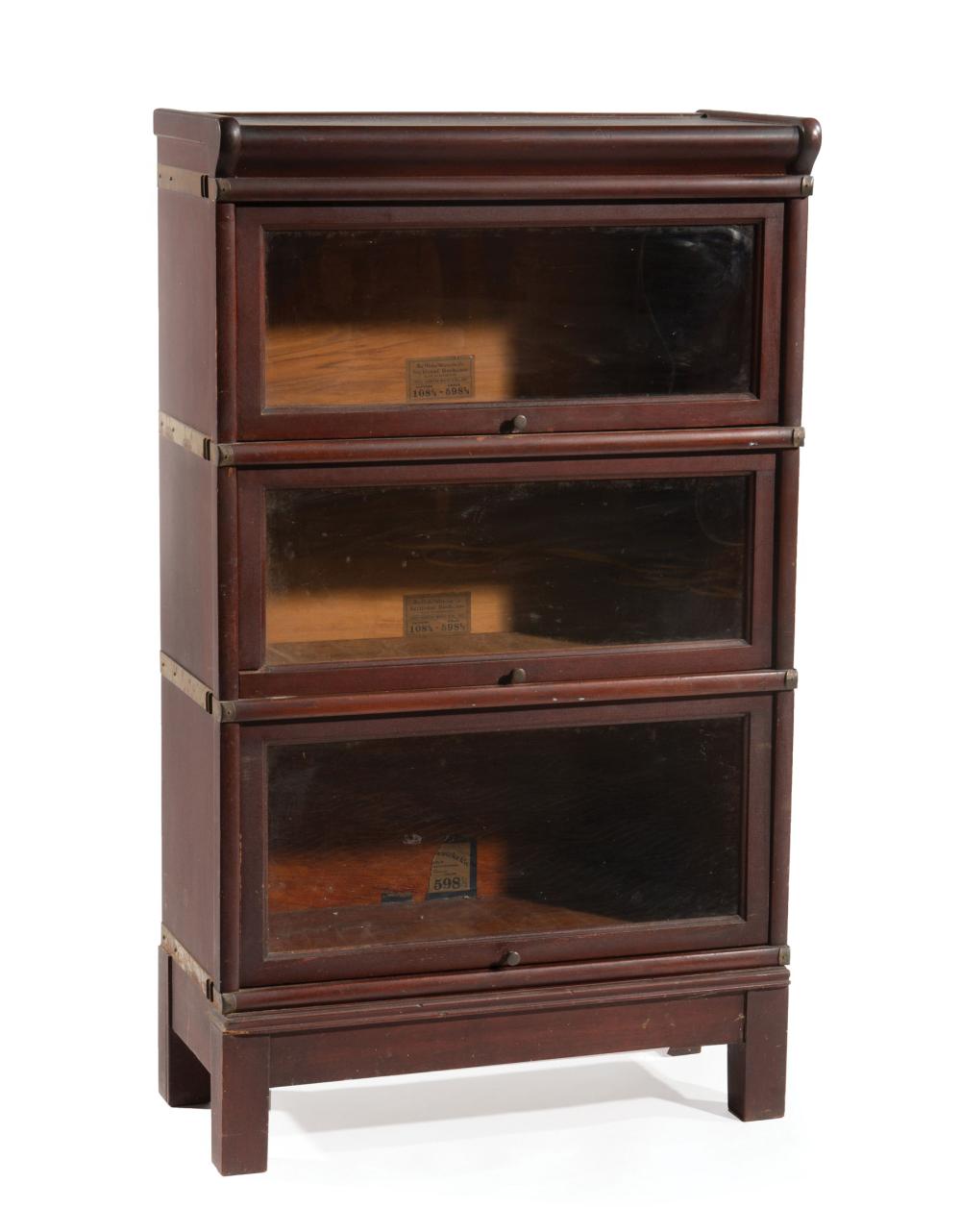 Appraisal: American Mahogany Three-Part Barrister Bookcase early th c labeled The