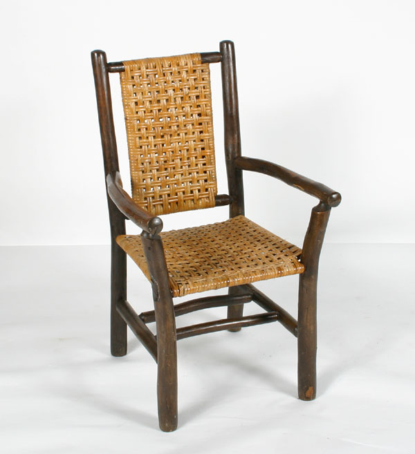 Appraisal: Old Hickory open weave arm chair woven seat and back