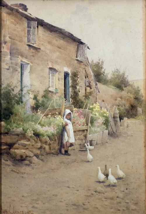 Appraisal: Harry E James -circa - Watercolour - ''A Roadside Cottage