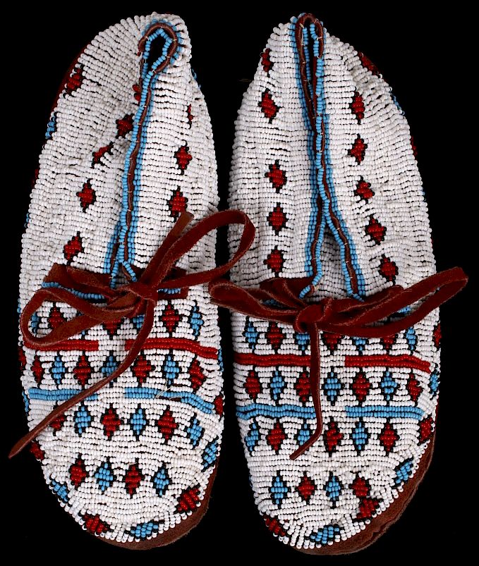 Appraisal: Lakota Sioux Fully Beaded Moccasins - For your bidding pleasure