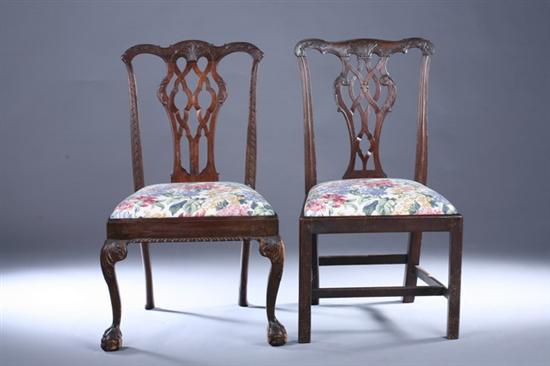 Appraisal: ASSEMBLED SET SIX CHIPPENDALE STYLE DINING CHAIRS th century with