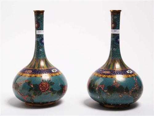 Appraisal: PAIR OF FINE CLOISONN VASES China early th century H