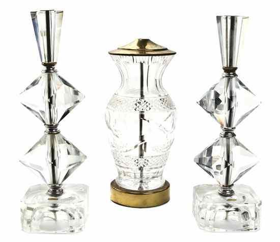 Appraisal: A Pair of Molded Glass Table Lamps each of baluster