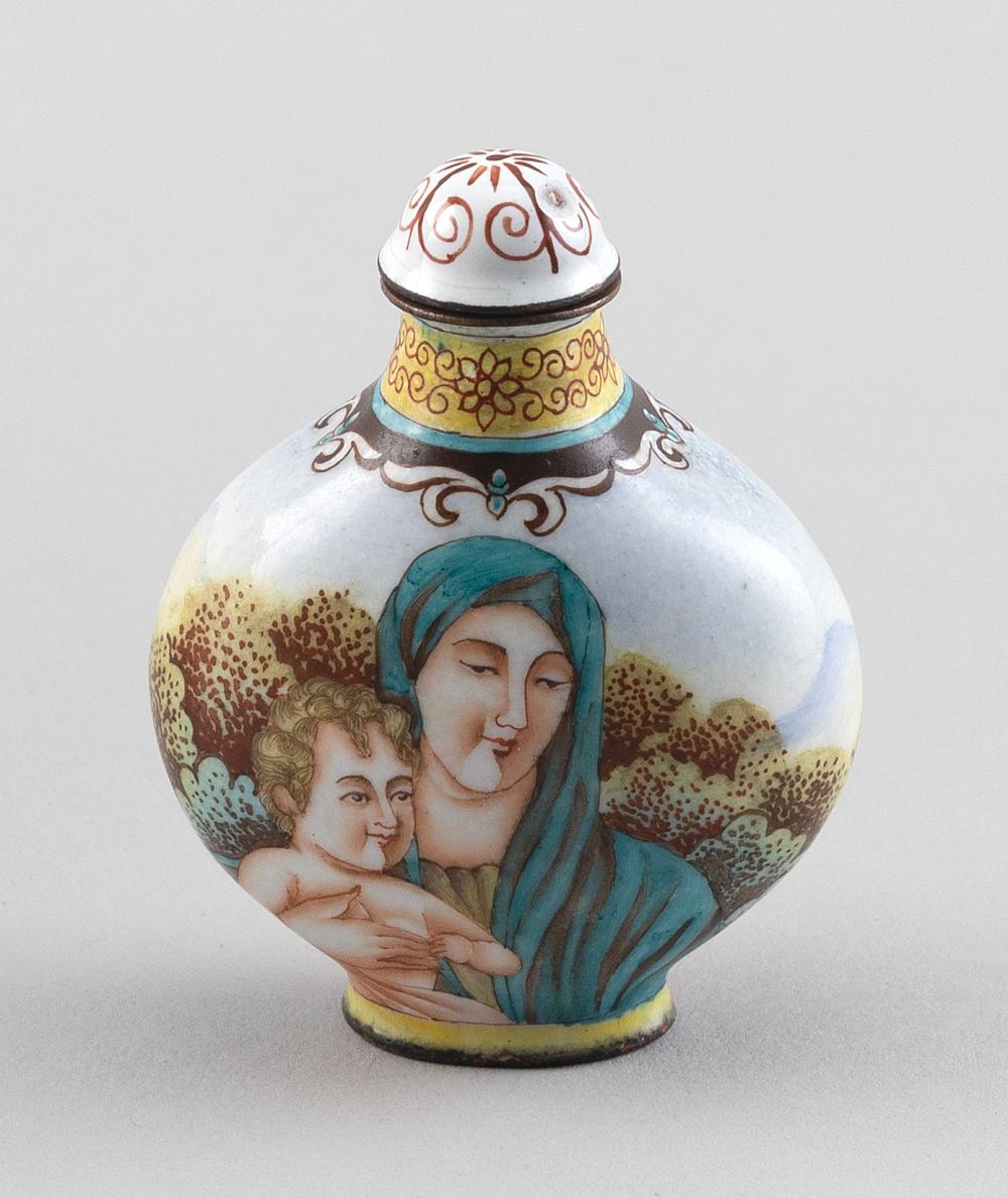 Appraisal: CHINESE CANTON ENAMEL SNUFF BOTTLE LATE TH EARLY TH CENTURY