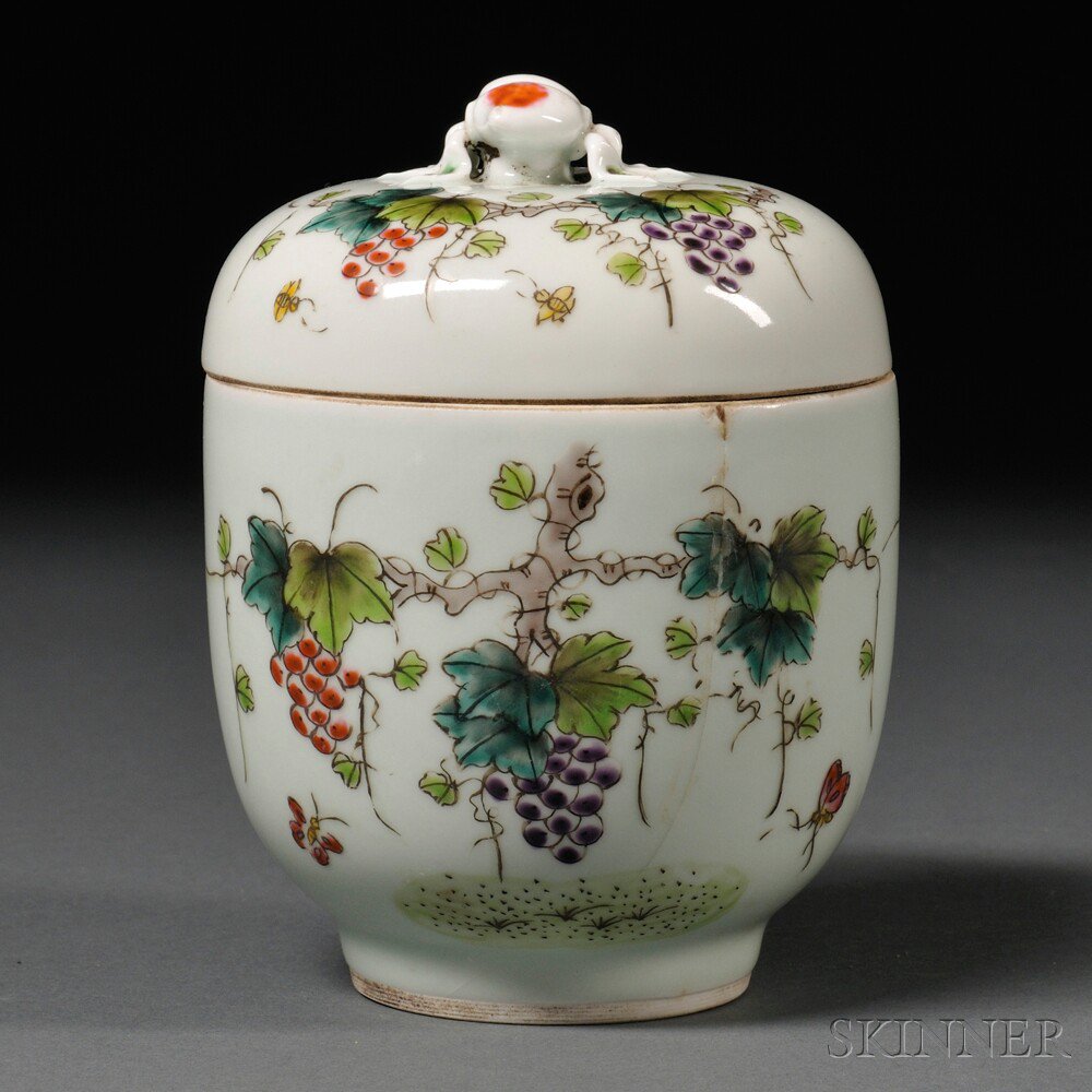 Appraisal: Covered Ceramic Jar China with knob in the shape of