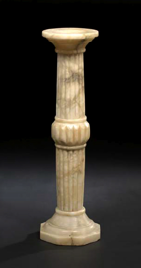 Appraisal: Neoclassical-Style Carrara Marble Pedestal fourth quarter th century the circular