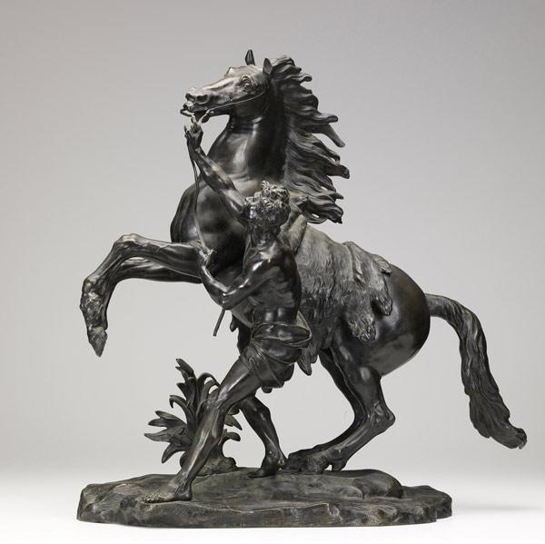 Appraisal: MARLY HORSE BRONZE Patinated bronze sculpture after Guillaume Coustou late