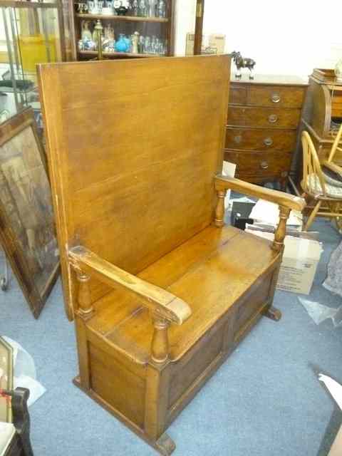 Appraisal: A VICTORIAN WELSH POSSIBLY CARDIGANSHIRE PINE AND ASH MONK'S BENCH