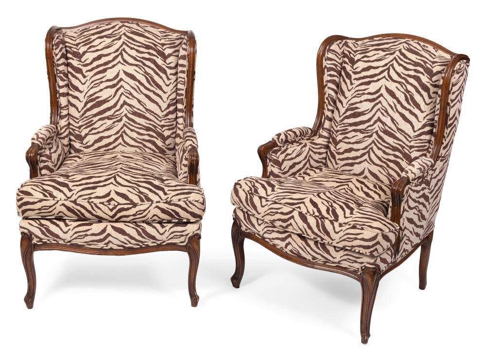 Appraisal: PAIR OF ELMWOOD WING CHAIRS EARLY TH CENTURY BACK HEIGHTS