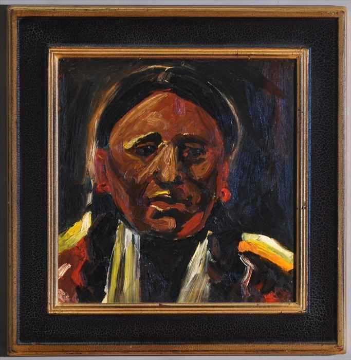 Appraisal: MERTON CLIVETTE - INDIAN PORTRAIT Oil on canvas unstretched x