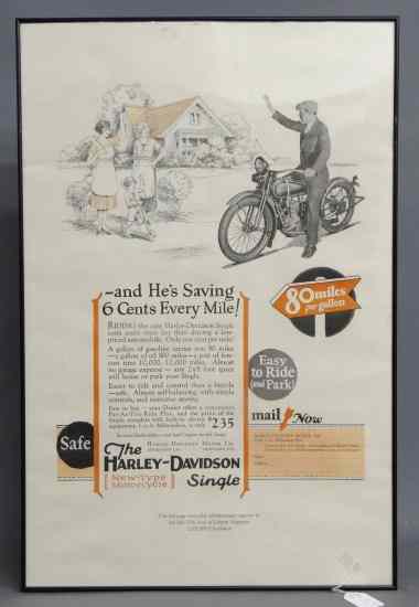 Appraisal: c Harley Davidson poster Full page two color poster advertisement