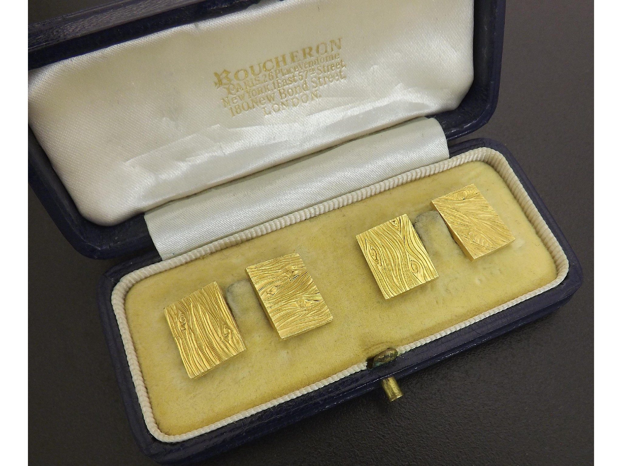 Appraisal: Pair of Boucheron ct yellow gold cufflink's of rectangular form