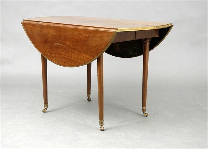 Appraisal: Directoire-Style Brass-Mounted Mahogany Extending Drop-Leaf Dining Table x open x