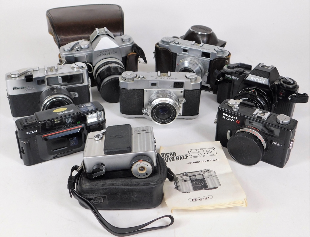 Appraisal: GROUP OF RICOH MM CAMERAS Group of Ricoh mm cameras