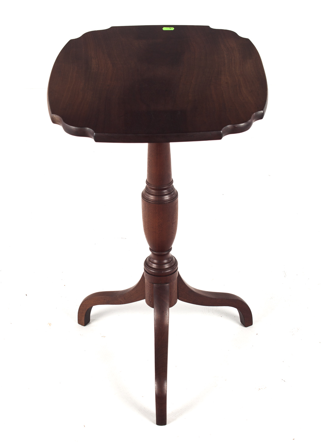 Appraisal: Federal walnut tilt-top candlestand circa - shaped top turned urn-form