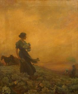 Appraisal: CHARLES COURTNEY CURRAN AMERICAN - The Cabbage Field oil on