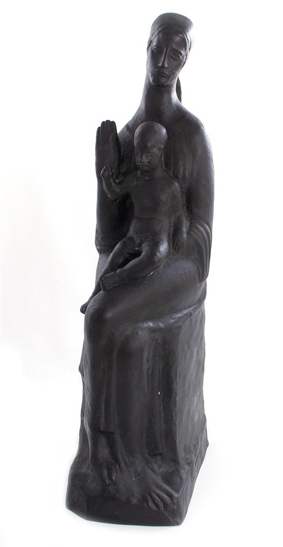 Appraisal: Ivan Mestrovic American - MOTHER WITH CHILD bronze signed H