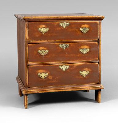 Appraisal: Diminutive chest of drawers white and yellow pine three dovetailed