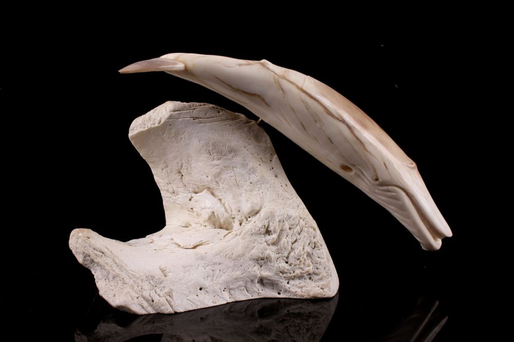 Appraisal: Eskimo Walrus Tusk Humpback Whale Sculpture For your consideration is