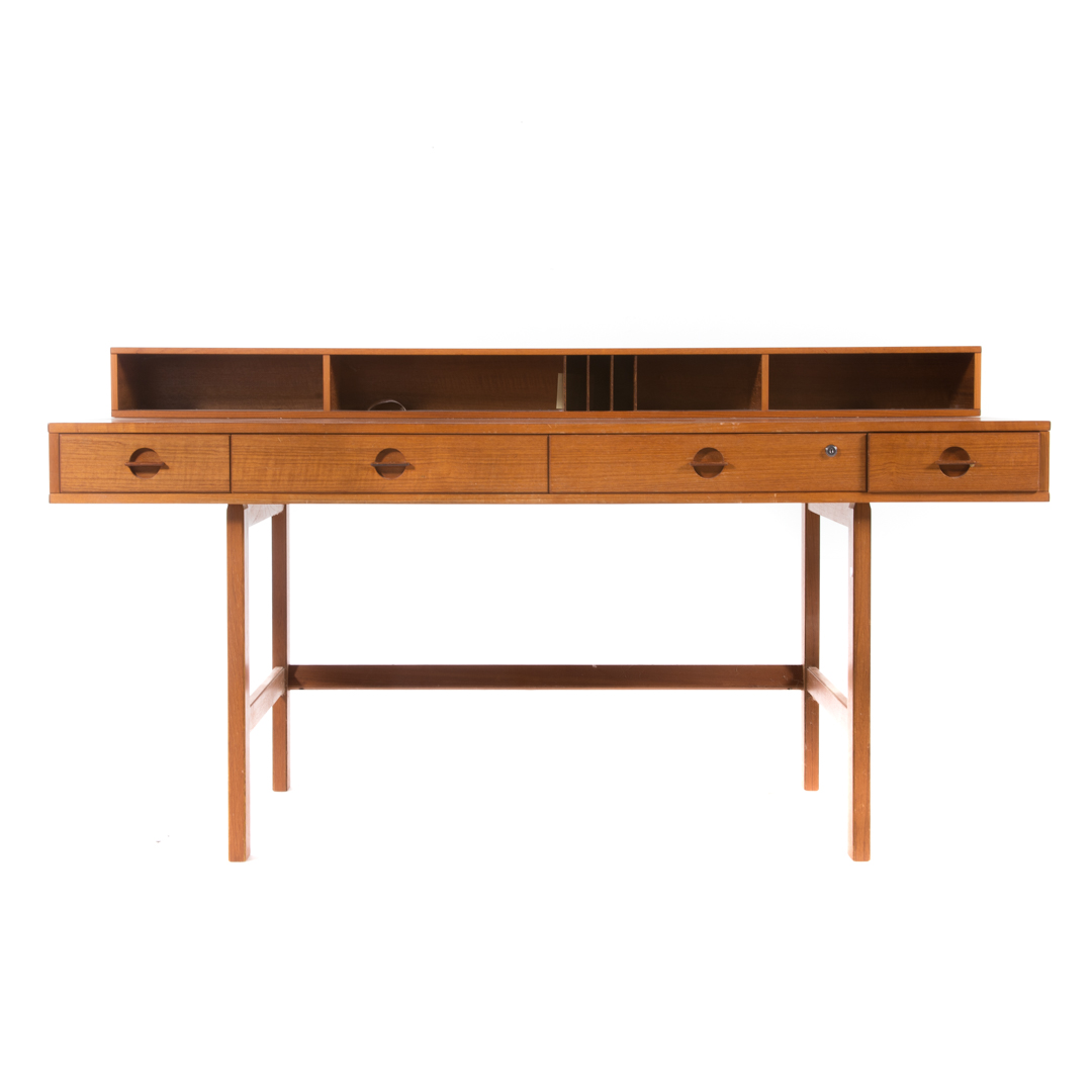 Appraisal: Peter L vig Nielsen flip-top teakwood desk mid- th century