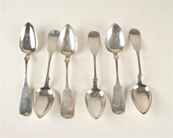 Appraisal: Six L R Lewis Broomall Coin Silver Serving Spoons Philadelphia