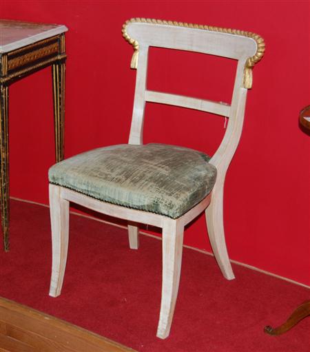 Appraisal: PAIR OF LIMED BEECH SIDE CHAIRS CONTEMPORARY with gilt embellishments