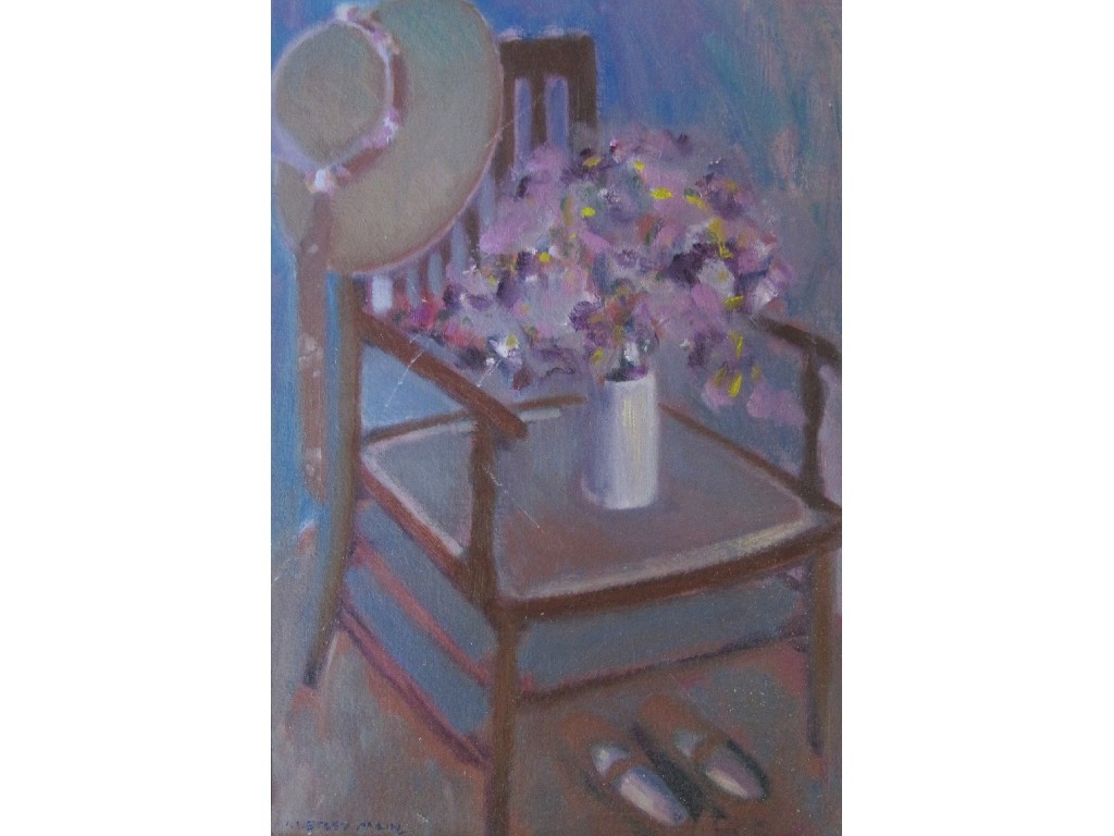 Appraisal: I LESLEY MAIN b Oil on board still life with