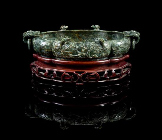 Appraisal: Sale Lot A Large Chinese Spinach Jade Marriage Bowl early