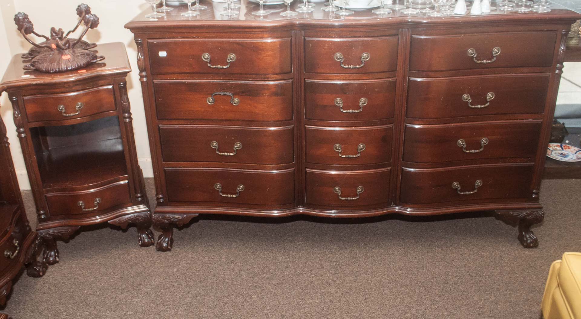 Appraisal: Five piece mahogany bedroom set including two night stands tall