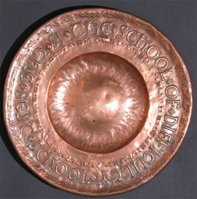 Appraisal: A hammered copper plate the rim inscribed 'The School of