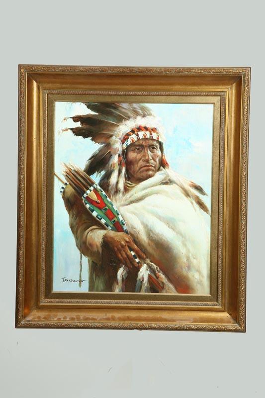 Appraisal: PORTRAIT OF AN AMERICAN INDIAN BY TROY DENTON AMERICAN TH