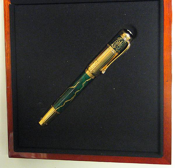 Appraisal: MONTBLANC Lacquer and Gold Alexander the Great Fountain Pen Green