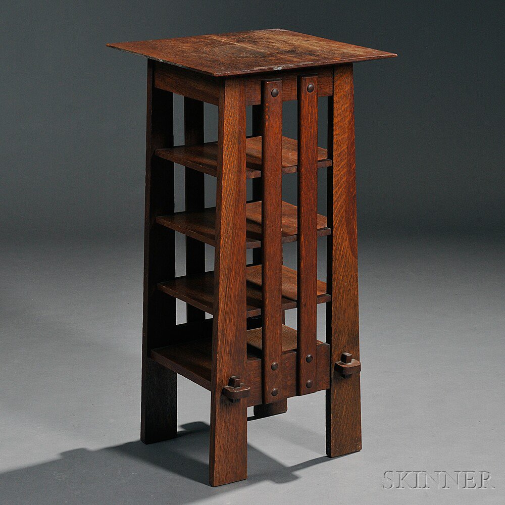 Appraisal: Arts Crafts Magazine Stand Oak New York c Square top