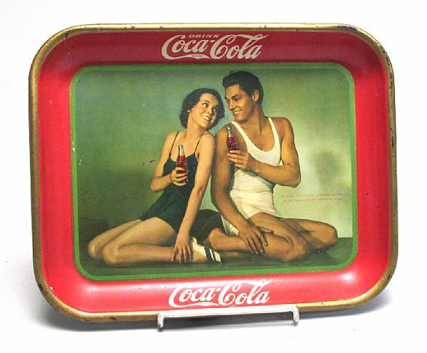 Appraisal: Coca-Cola Tray Tray depicting Weissmuller and Sullivan x mild chipping