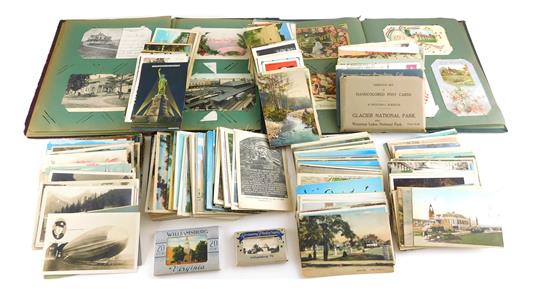 Appraisal: Large collection of postcards and ephemera Pre-Linen Linen Antique posted