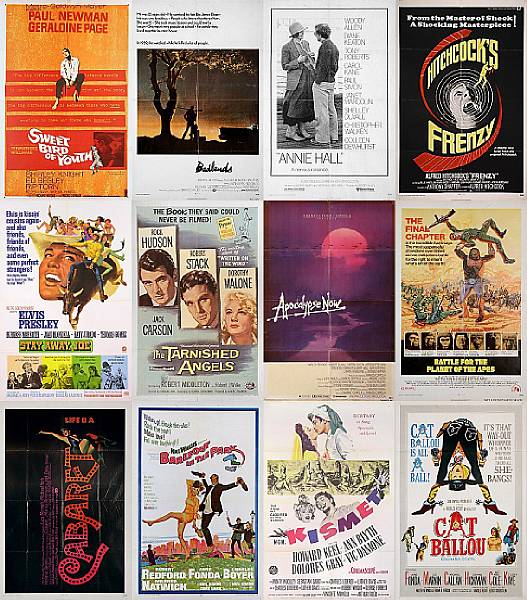 Appraisal: A large group of one-sheet film posters s- s Approximately