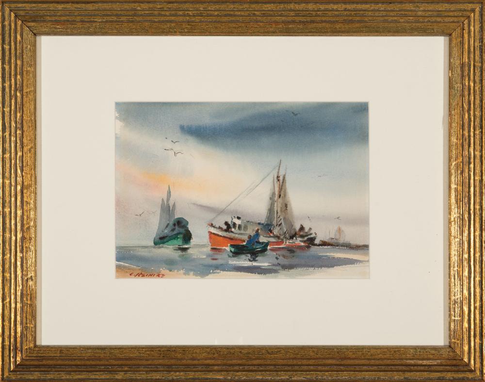 Appraisal: Charles Reinike Jr American Louisiana - Shrimp Boats watercolor on