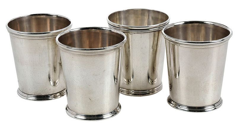 Appraisal: Four John Akin Coin Silver Juleps Kentucky mid th century